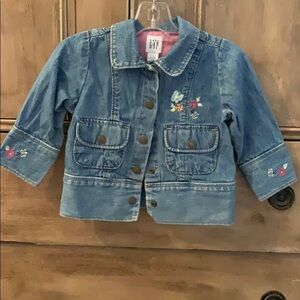 4/$20 Gap jean jacket with floral embroidery